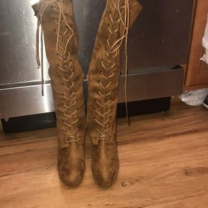 Knee high tan Swede boys